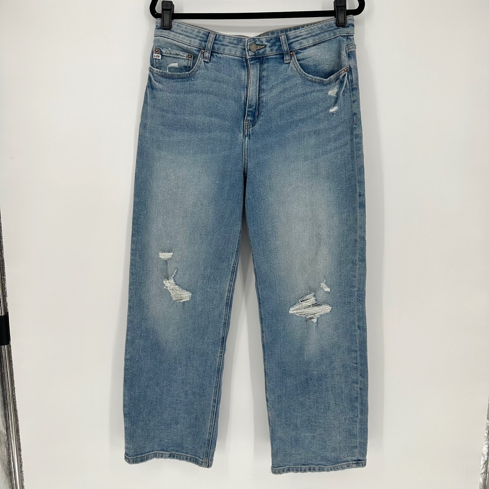 For LUV Of Denim Vintage Straight Ankle High Rise Light Denim Jean Distressed 12
